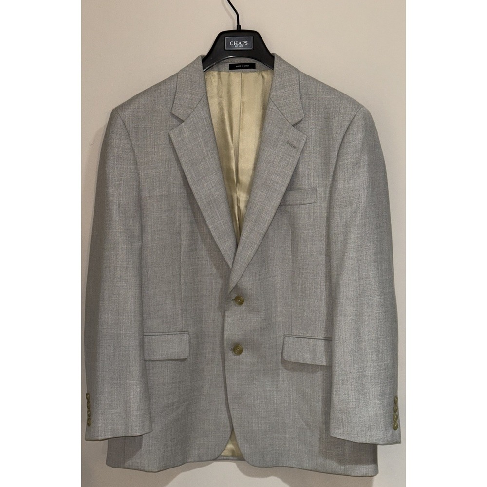 Chaps Blazer Sport Coat Men's 42R Light Gray 6 Pockets 2 Button Front Textured